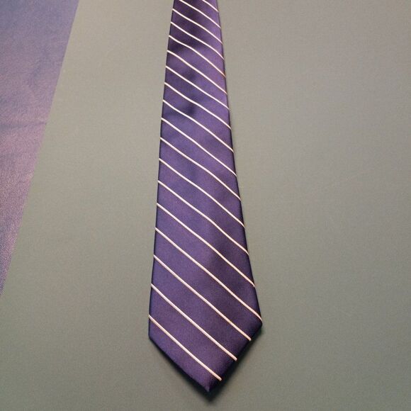 City of London Silk Blue with White stripe Tie - Picture 1 of 7